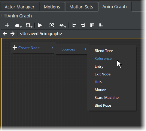 Create a reference node from the Anim Graph grid.