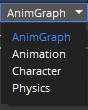 Change the Animation Editor layout by choosing AnimGraph from the drop-down list