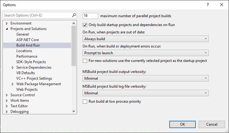 Visual Studio Maximum Number of Parallel Build Options