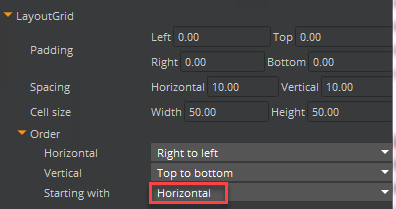 Order setting &lsquo;Starting with&rsquo; set to &lsquo;Horizontal&rsquo;