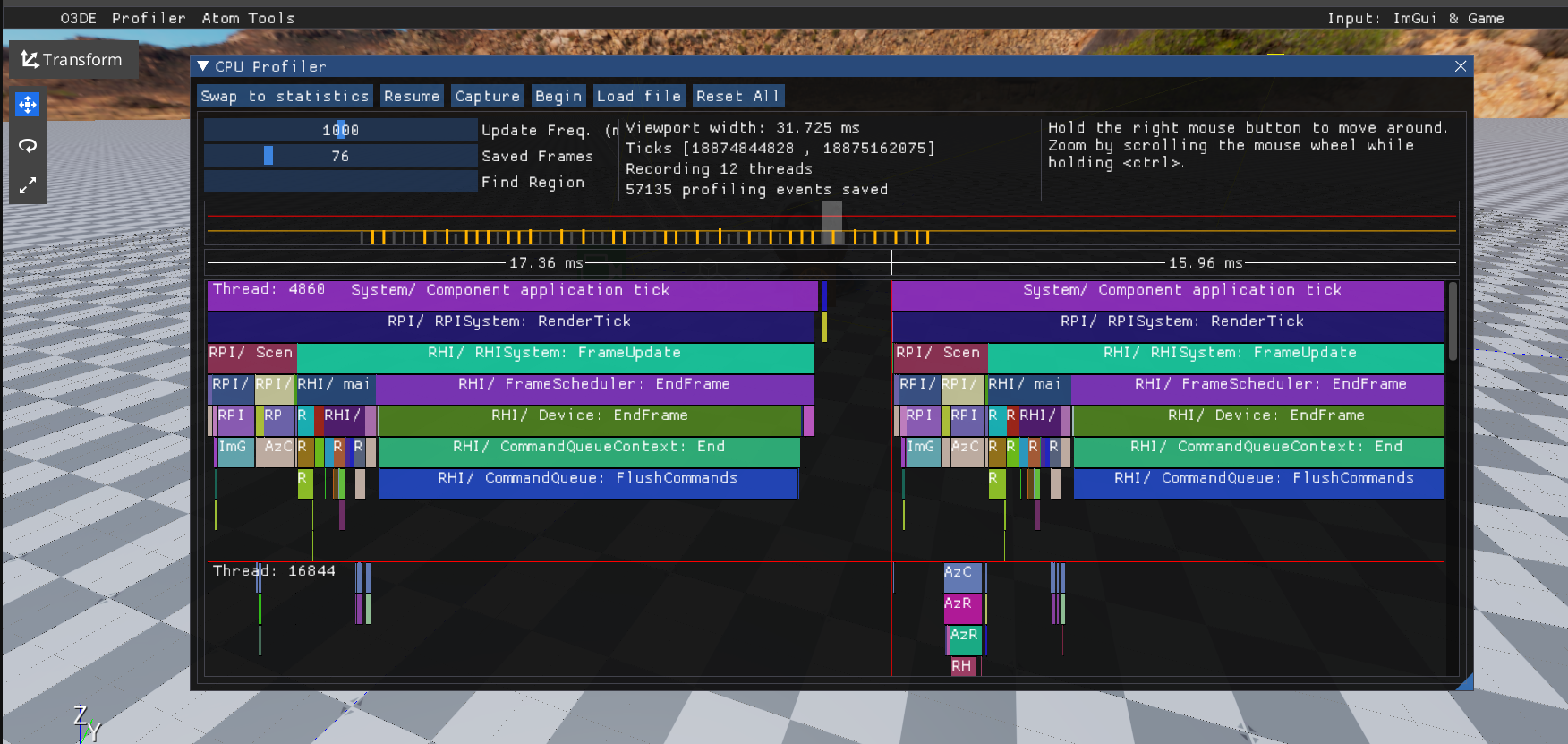 Imgui profiler overview